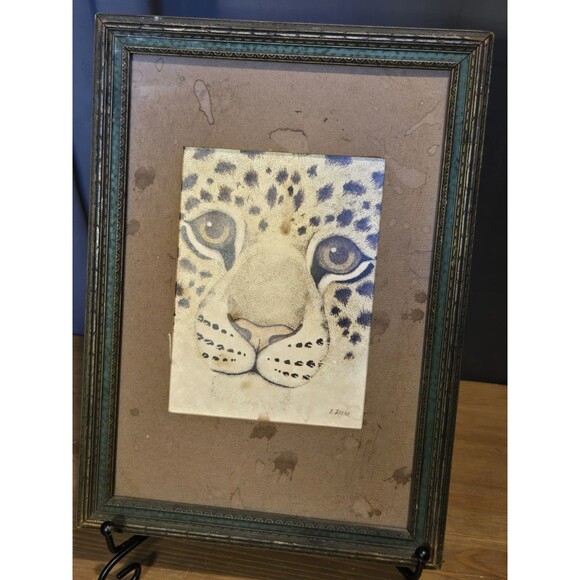 Framed Art Signed By K TROWER, Lion & Cheetah Vintage 70s 80s - Picture 6 of 13
